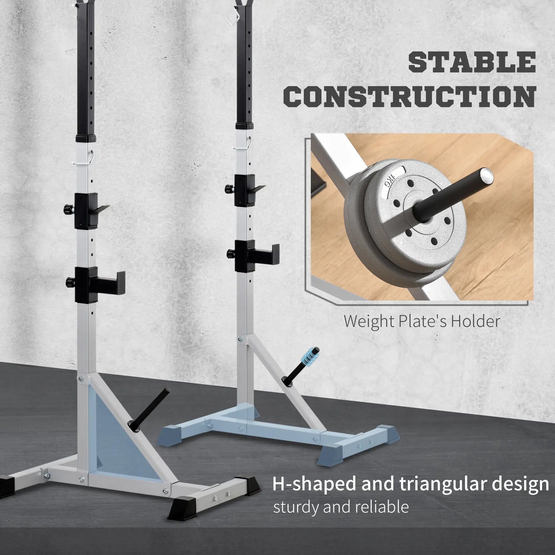 2-Piece Barbell Rack, 53.5"-69.3" Adjustable, 440LBS Capacity Power Towers at Gallery Canada