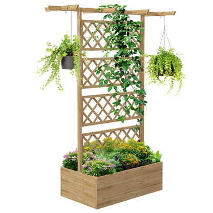 Wooden Planter With Trellis Privacy Screen, Raised Garden Bed Wooden Planter Boxes at Gallery Canada