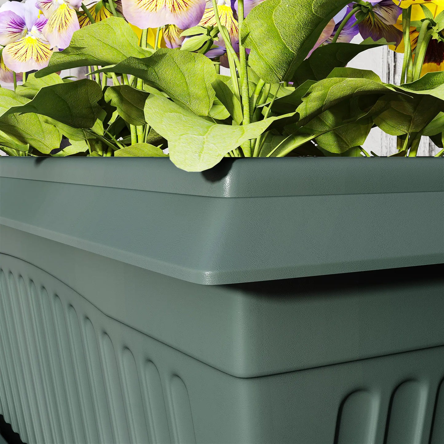 7 Pack 15.7" Plastic Flower Planters, Drainage Holes, Trays, Green Garden Accessories at Gallery Canada