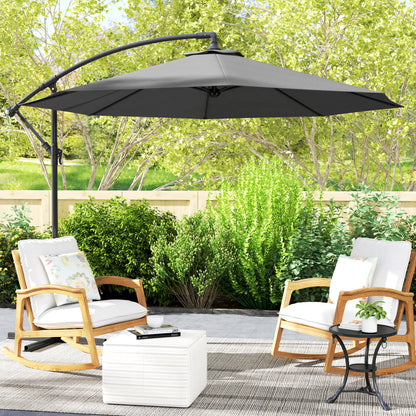 10' Grey Offset Patio Umbrella, Crank, Cross Base, Grey Offset Cantilever Umbrellas at Gallery Canada