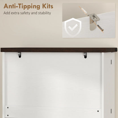 72" Tall Kitchen Pantry Cabinet, Farmhouse Storage Cabinet with 8 Door Racks and Adjustable Shelves, White