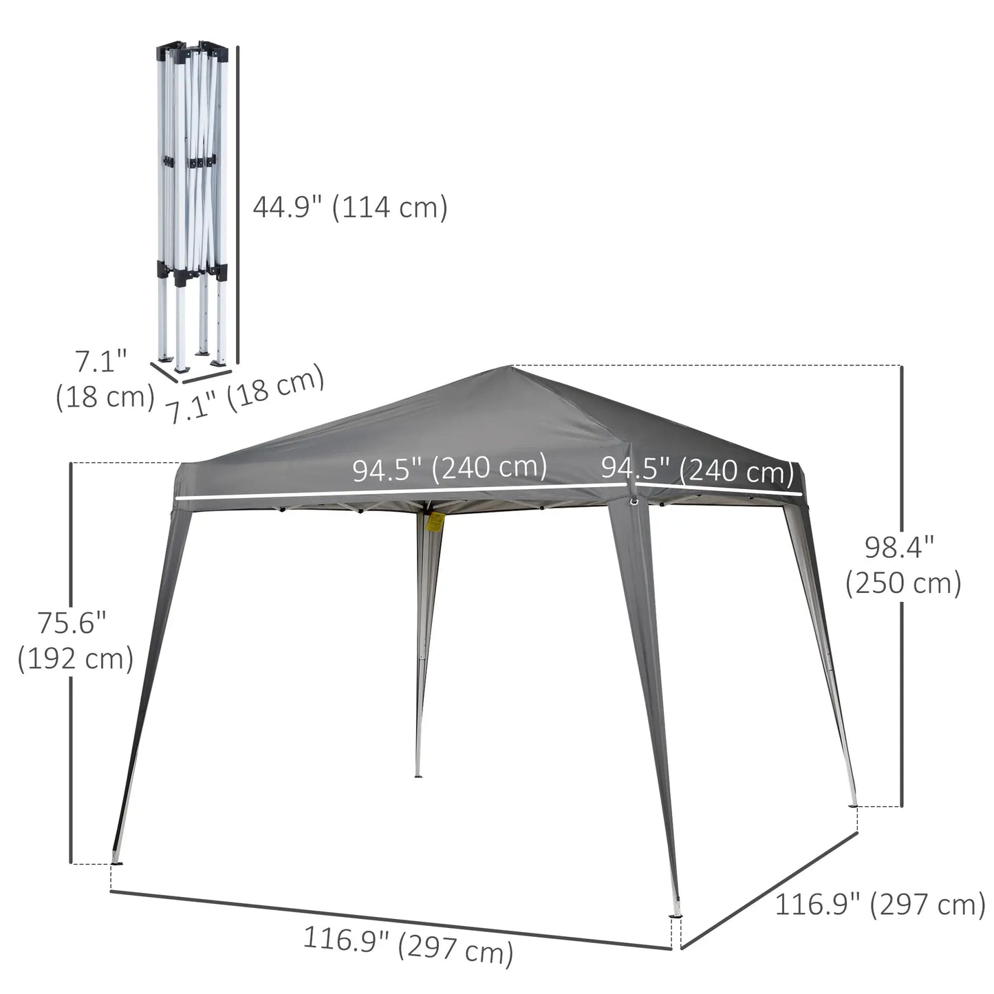 8' x 8' Pop Up Canopy, Outdoor Folding Tent, Portable with Bag, Grey Pop Up Canopies at Gallery Canada