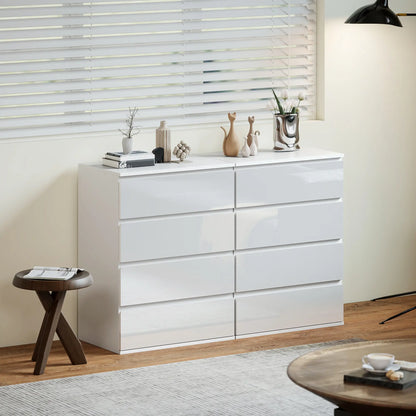 4 Drawer Cabinet, High Gloss, Bedroom Chest, Metal Runners, White Storage Cabinets at Gallery Canada