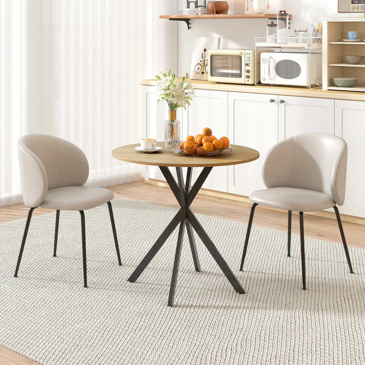 31.5" Industrial Round Dining Table, White Oak Dining Tables at Gallery Canada