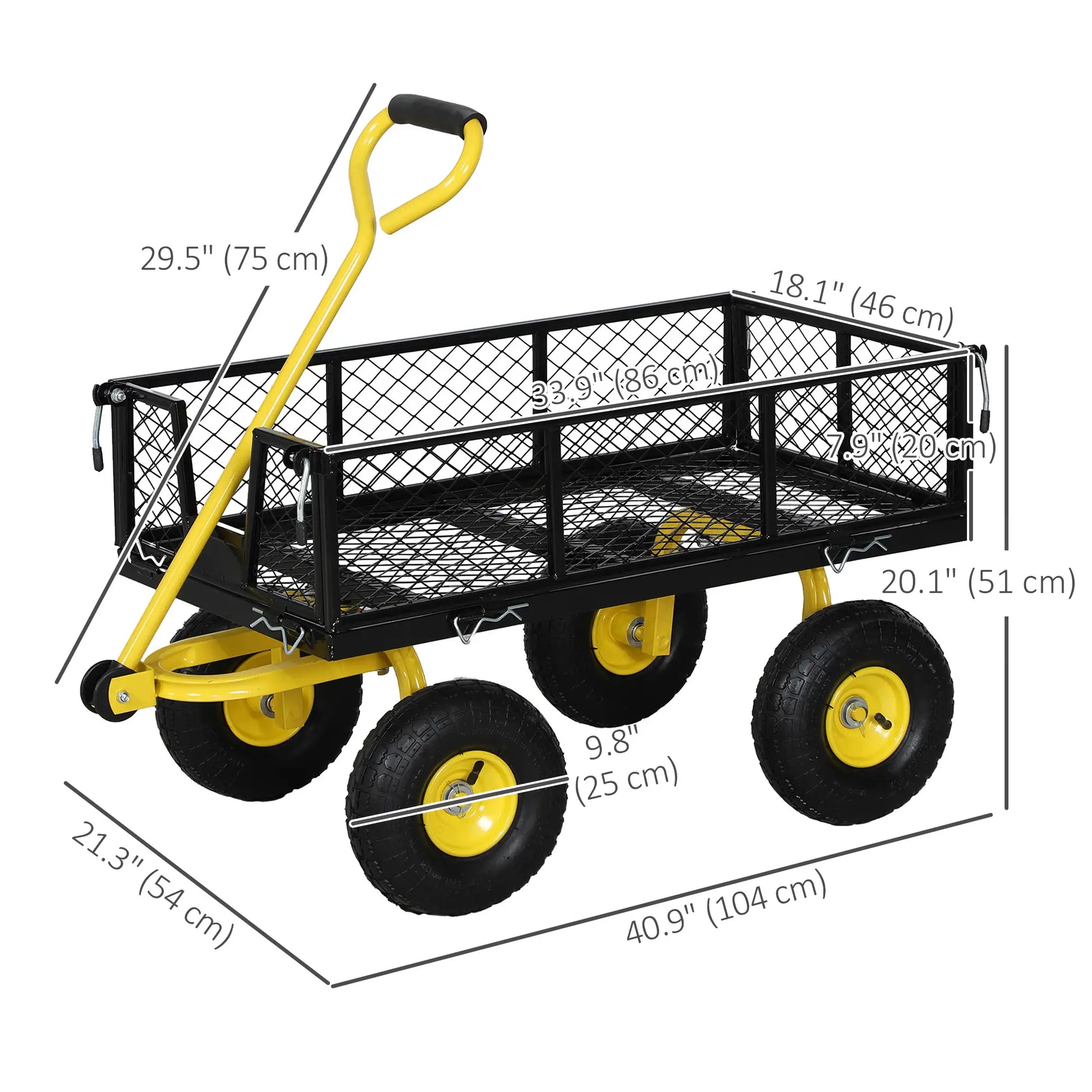 Steel Garden Cart, Utility Wagon, Removable Sides, 10" Wheels, 440lbs Capacity Folding Garden Carts at Gallery Canada