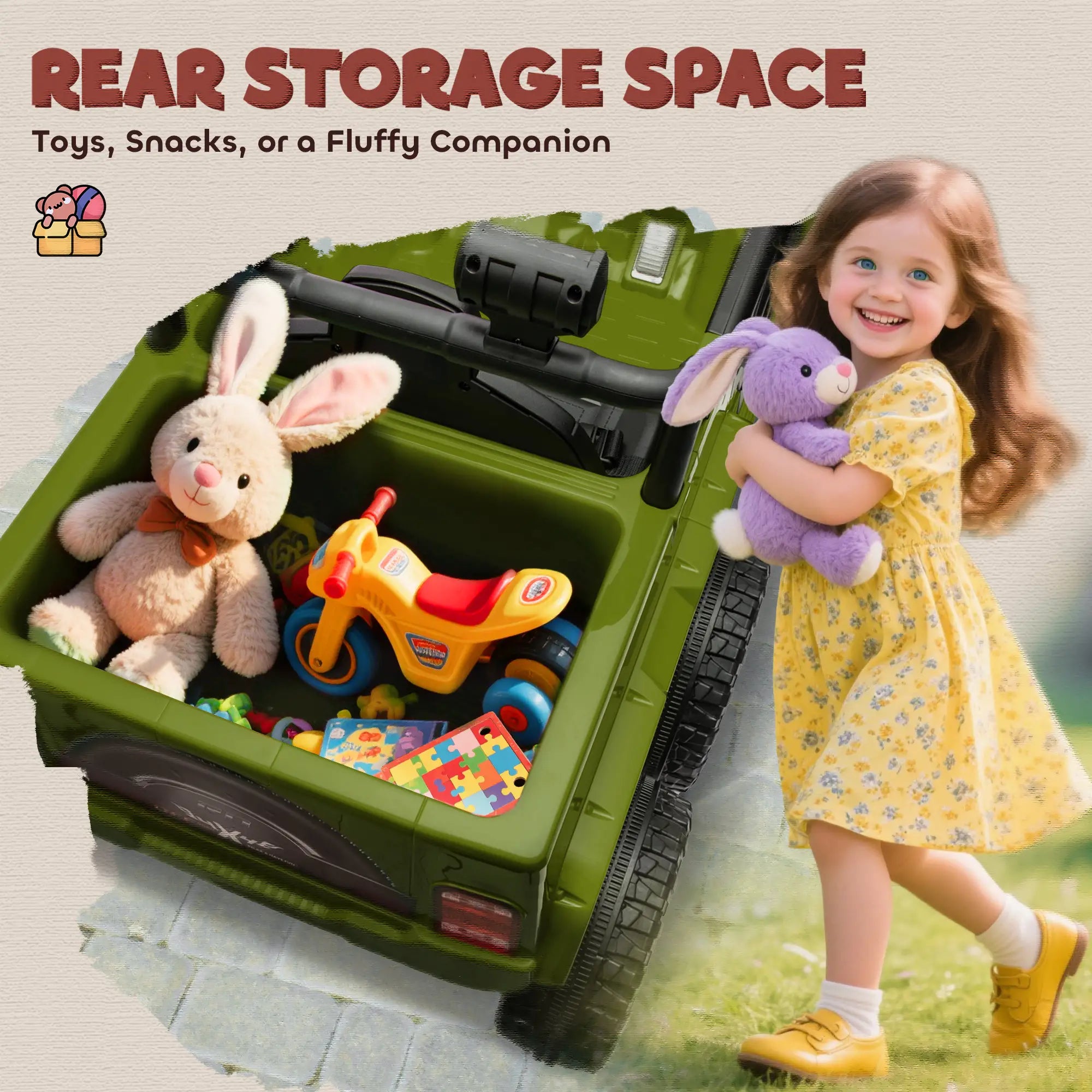 12V 4WD/2WD Kids Electric Car, Remote Control, Spring Suspension, Dark Green Electric Toy Cars at Gallery Canada