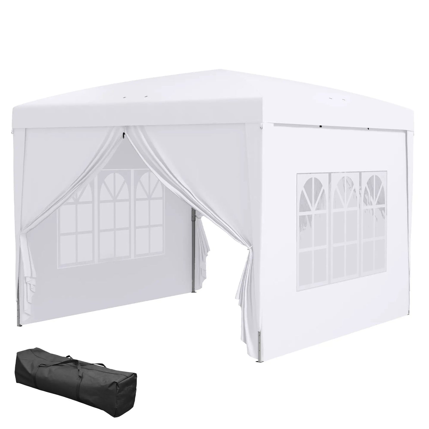 9.7' x 9.7' Outdoor Pop Up Tent, Wedding Gazebo Canopy, White Pop Up Canopies at Gallery Canada