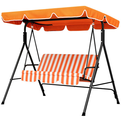3-Seater Outdoor Porch Swing, Adjustable Canopy, Orange Patio Swings with Stand Orange at Gallery Canada