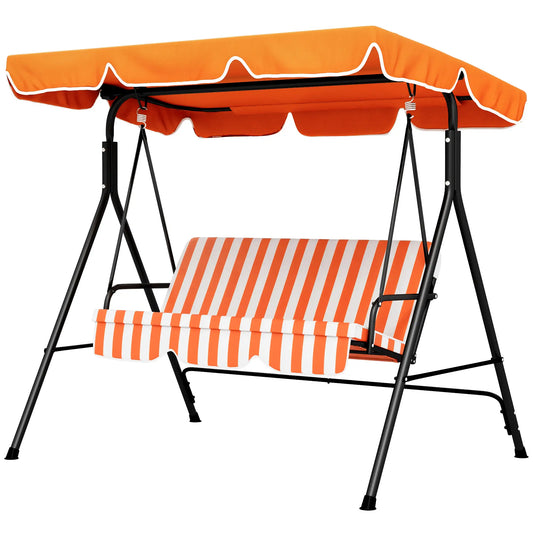3-Seater Outdoor Porch Swing, Adjustable Canopy, Orange Patio Swings with Stand Orange at Gallery Canada