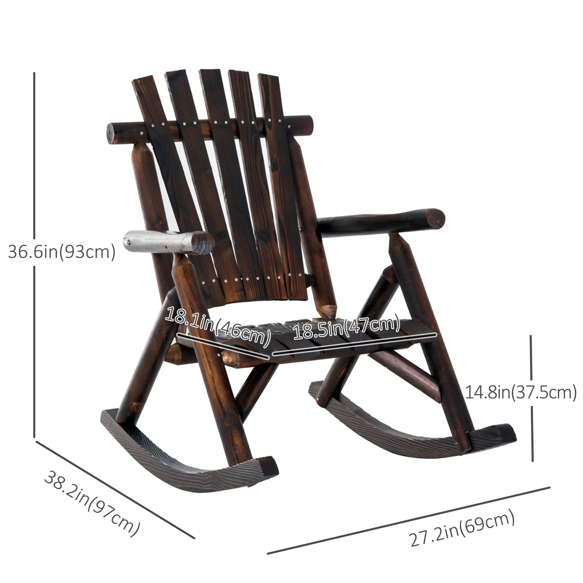 Rustic Fir Wood Adirondack Rocking Chair, Outdoor Patio Furniture Outdoor Rocking Chairs at Gallery Canada