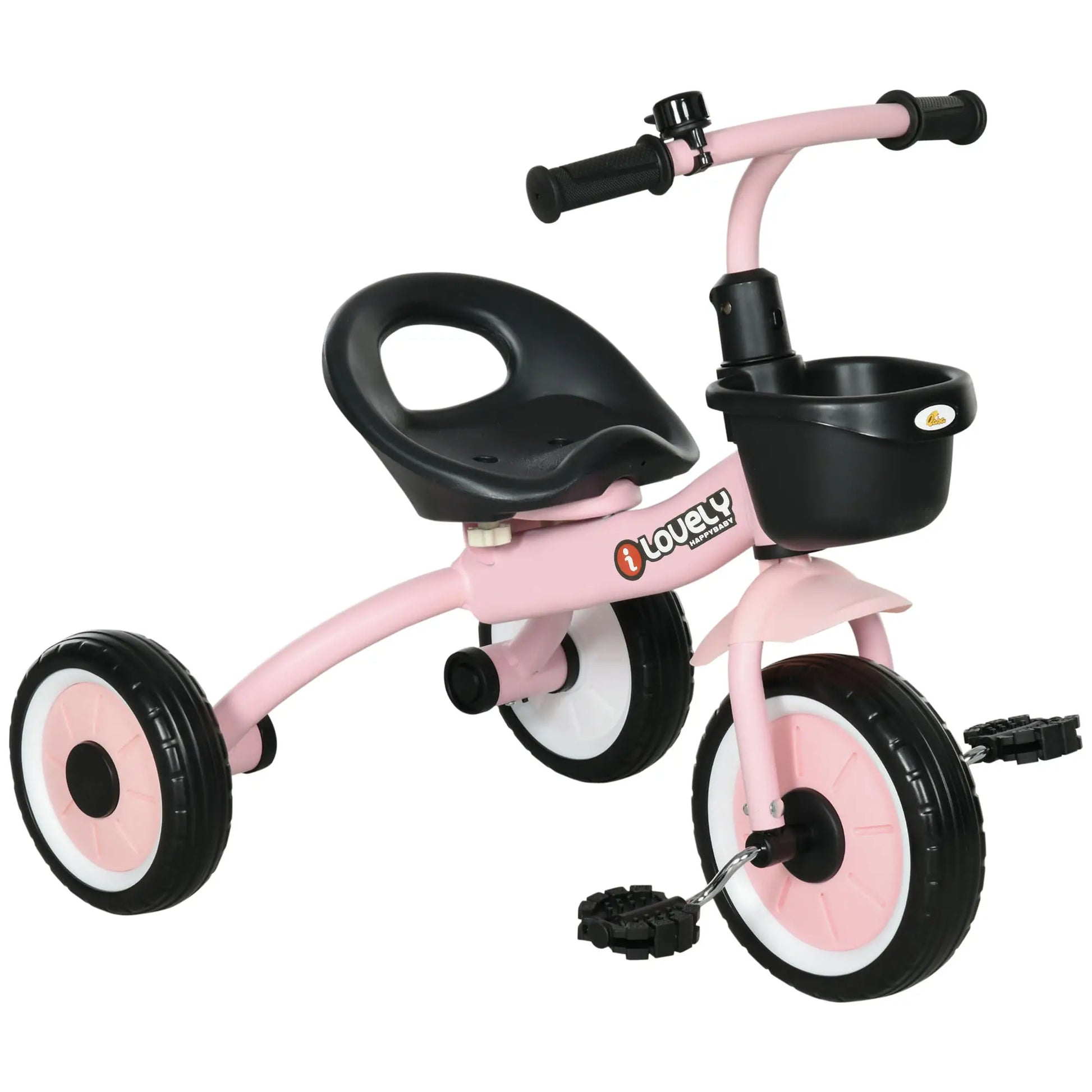Toddler Tricycle for 2-5 Year Olds, Adjustable Seat, Basket, Bell, Pink Tricycles for Kids Pink at Gallery Canada