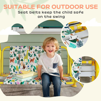 Kids Porch Swing, 2-Seater With Safety Belts, Adjustable Canopy, Green Gym Sets & Swings at Gallery Canada