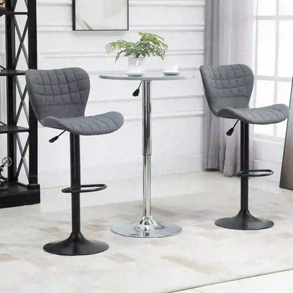Adjustable Swivel Bar Stools Set of 2, Linen Fabric, Grey Bar Stools at Gallery Canada
