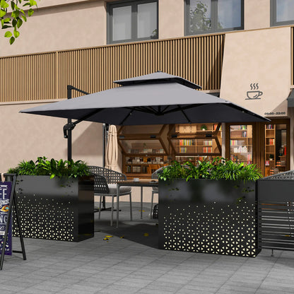 10' x 10' Cantilever Patio Umbrella, Double Top, Light Grey Cantilever Umbrellas at Gallery Canada