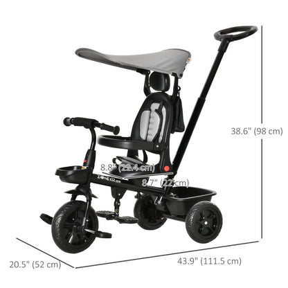 Kids Tricycle, 4 In 1 Trike, Adjustable Seat, Removable Canopy, Grey Tricycles for Kids at Gallery Canada