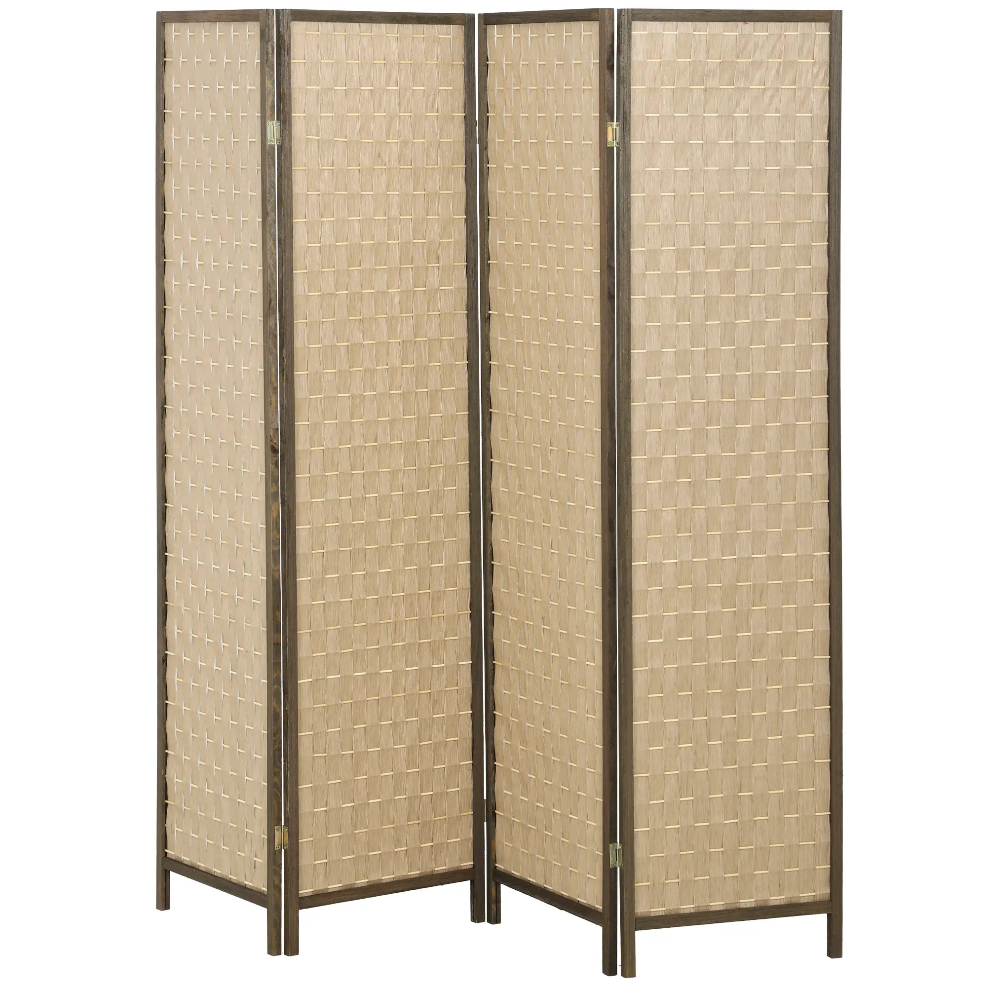 6 FT 4 Panel Folding Privacy Screen, Brown Room Divider, Brown Room Dividers Brown, Natural at Gallery Canada