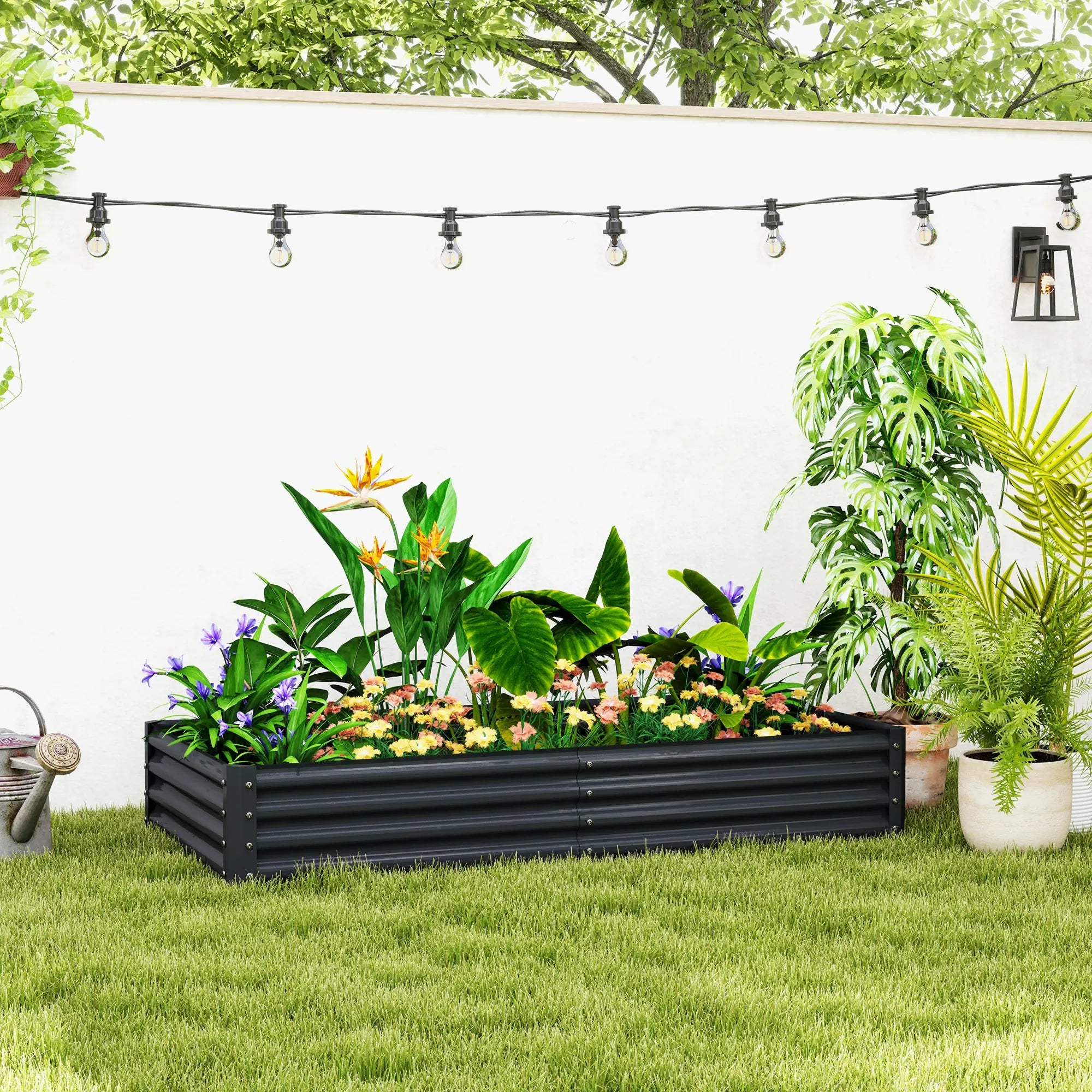 6X3X1Ft Galvanized Raised Garden Bed, Reinforced Planter Box, Dark Grey Galvanized Planter Boxes at Gallery Canada