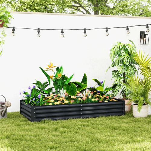 6X3X1Ft Galvanized Raised Garden Bed, Reinforced Planter Box, Dark Grey