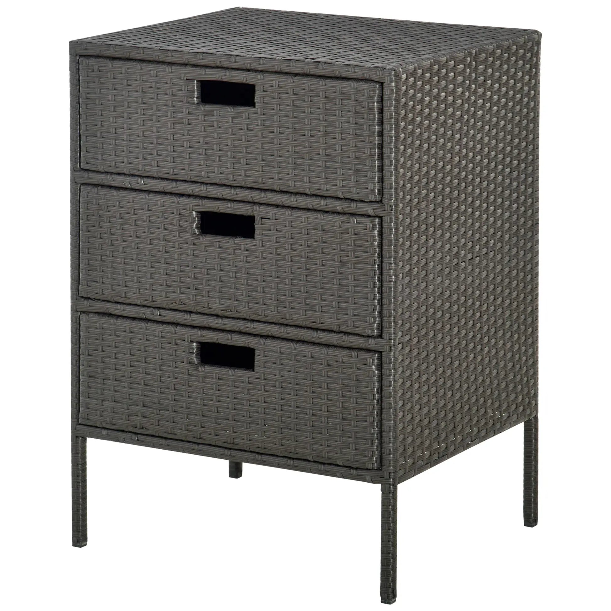 32" Rattan Patio Organizer, 3 Drawers, Outdoor Garden Storage Patio Storage Boxes at Gallery Canada