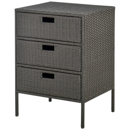 32" Rattan Patio Organizer, 3 Drawers, Outdoor Garden Storage Patio Storage Boxes at Gallery Canada