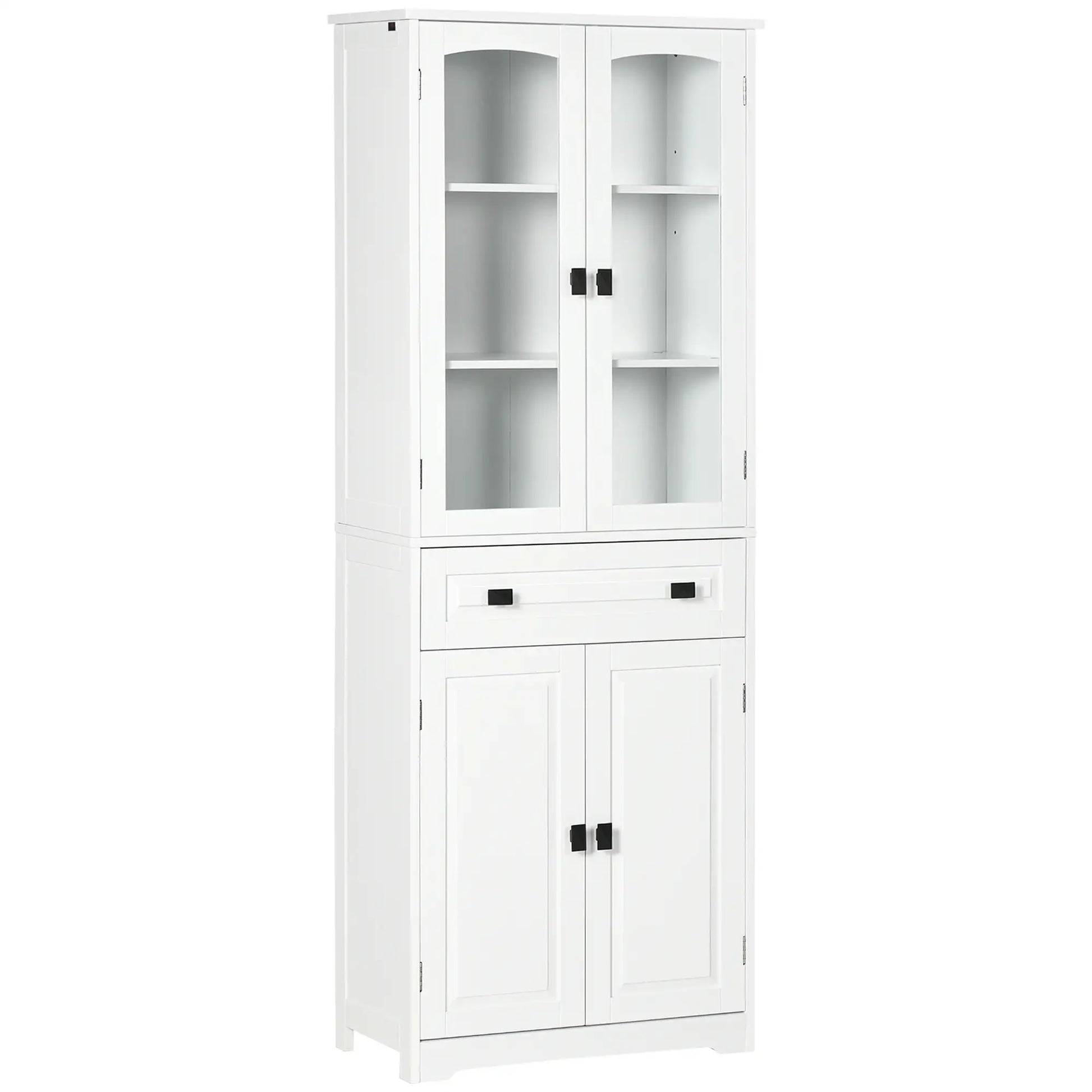 63" 4-Door Kitchen Pantry Cabinet, Adjustable Shelves, White Kitchen Pantry Cabinets White at Gallery Canada