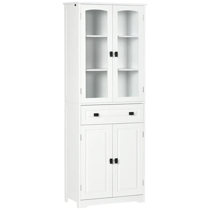 63" 4-Door Kitchen Pantry Cabinet, Adjustable Shelves, White Kitchen Pantry Cabinets White at Gallery Canada