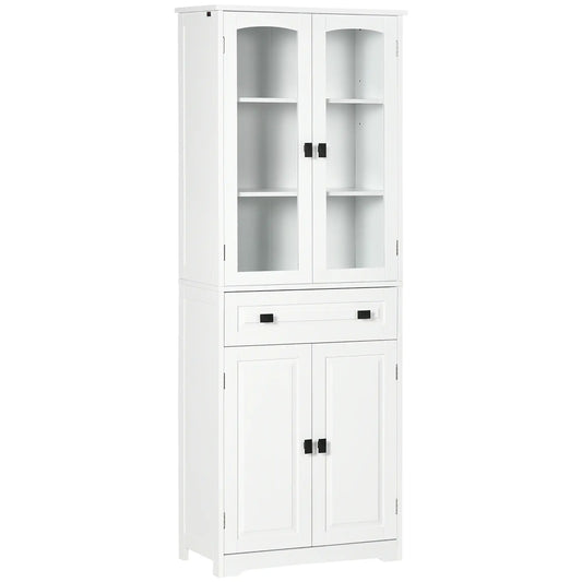 63" 4-Door Kitchen Pantry Cabinet, Adjustable Shelves, White Kitchen Pantry Cabinets White at Gallery Canada