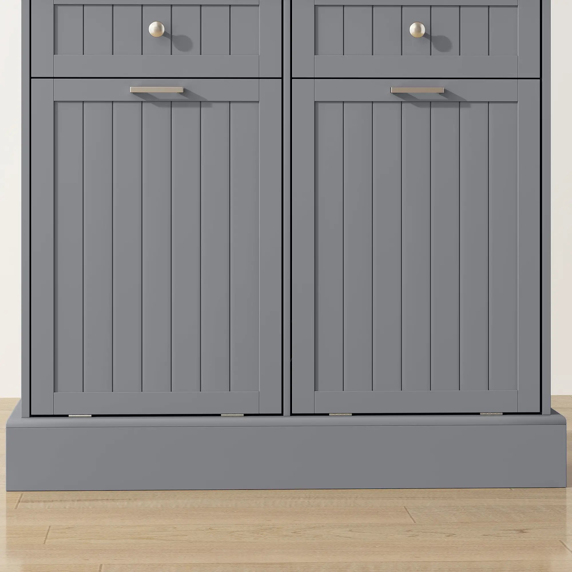 Kitchen Cabinet with Charging Station, 2 Tilt Out Cabinets, Microwave Stand, Grey Kitchen Pantry Cabinets at Gallery Canada