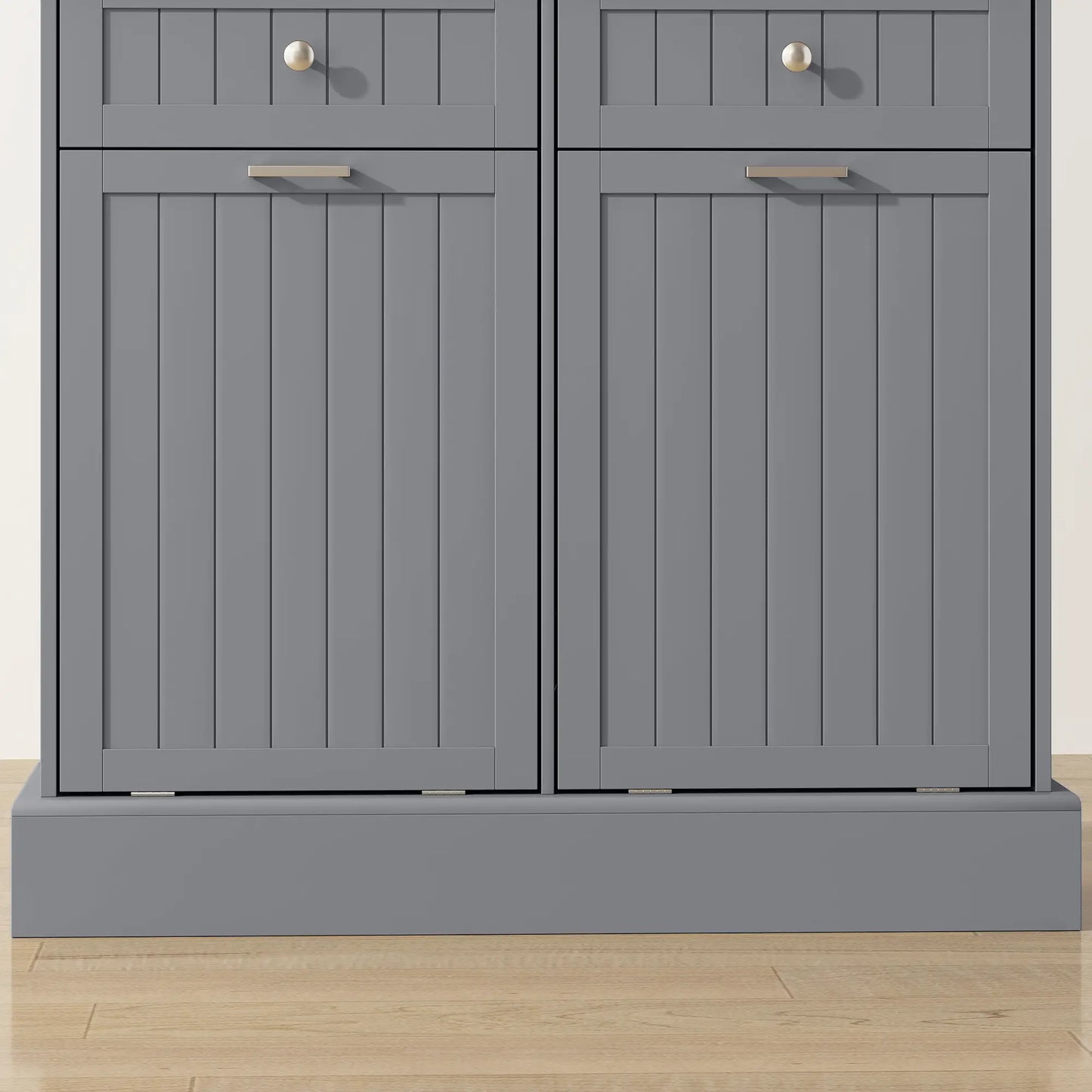 Kitchen Cabinet with Charging Station, 2 Tilt Out Cabinets, Microwave Stand, Grey Kitchen Pantry Cabinets at Gallery Canada
