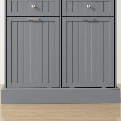 Kitchen Cabinet with Charging Station, 2 Tilt Out Cabinets, Microwave Stand, Grey Kitchen Pantry Cabinets at Gallery Canada