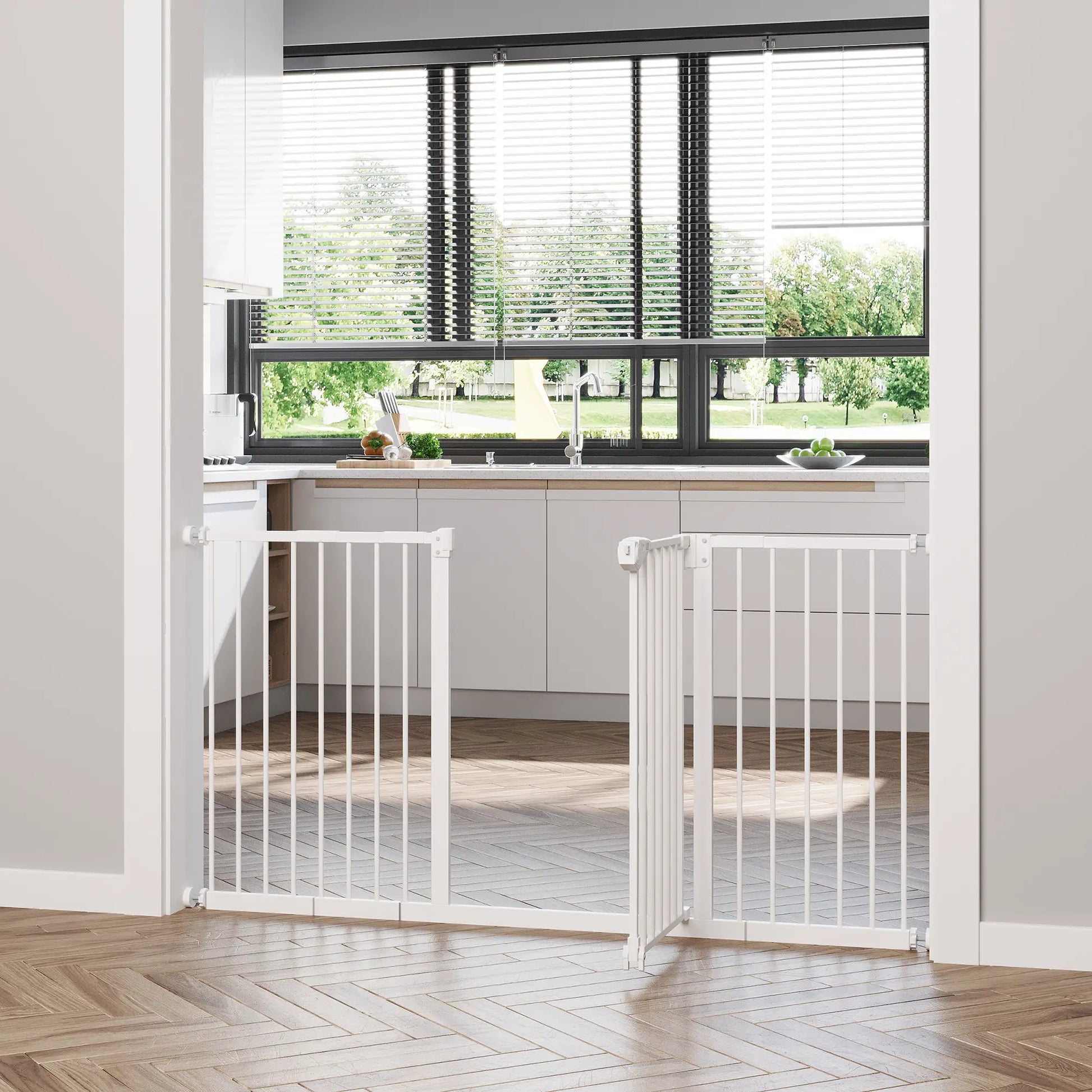 30 Inch Pet Gate with Door, 7", 8", 12" Extensions Kit Houses, Kennels & Pens at Gallery Canada