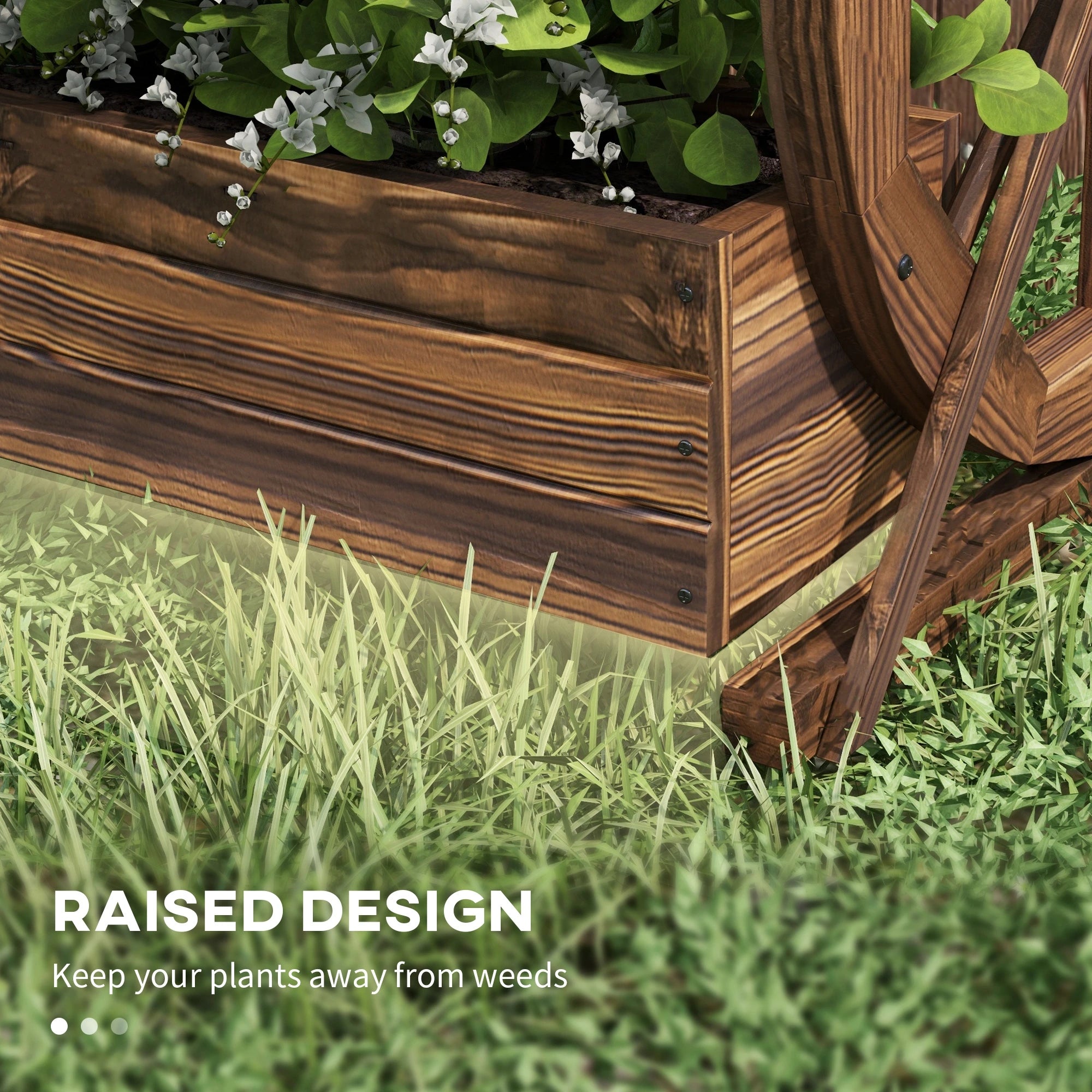 Wooden Wagon Planter Box, 2-Tier Raised Garden Bed, Vegetables Flowers Herbs Wooden Planter Boxes at Gallery Canada