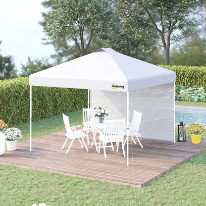 10' x 10' Pop Up Canopy Tent, Adjustable Height, 1 Sidewall, Wheeled Bag, White Pop Up Canopies at Gallery Canada