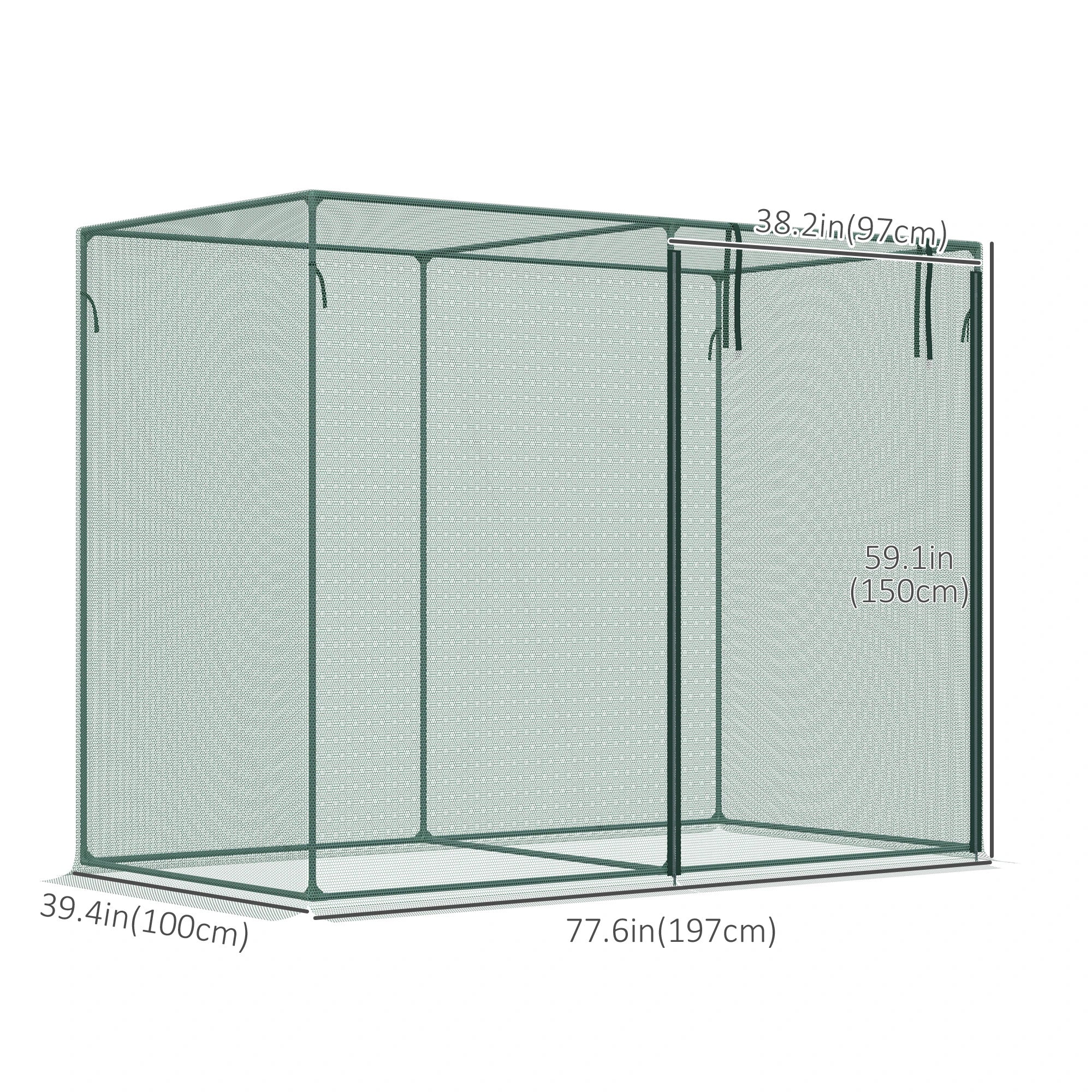 6.5 x 3.3ft Crop Cage, Plant Protector, Zippered Door, Storage Bag, Green Walk In Greenhouses at Gallery Canada