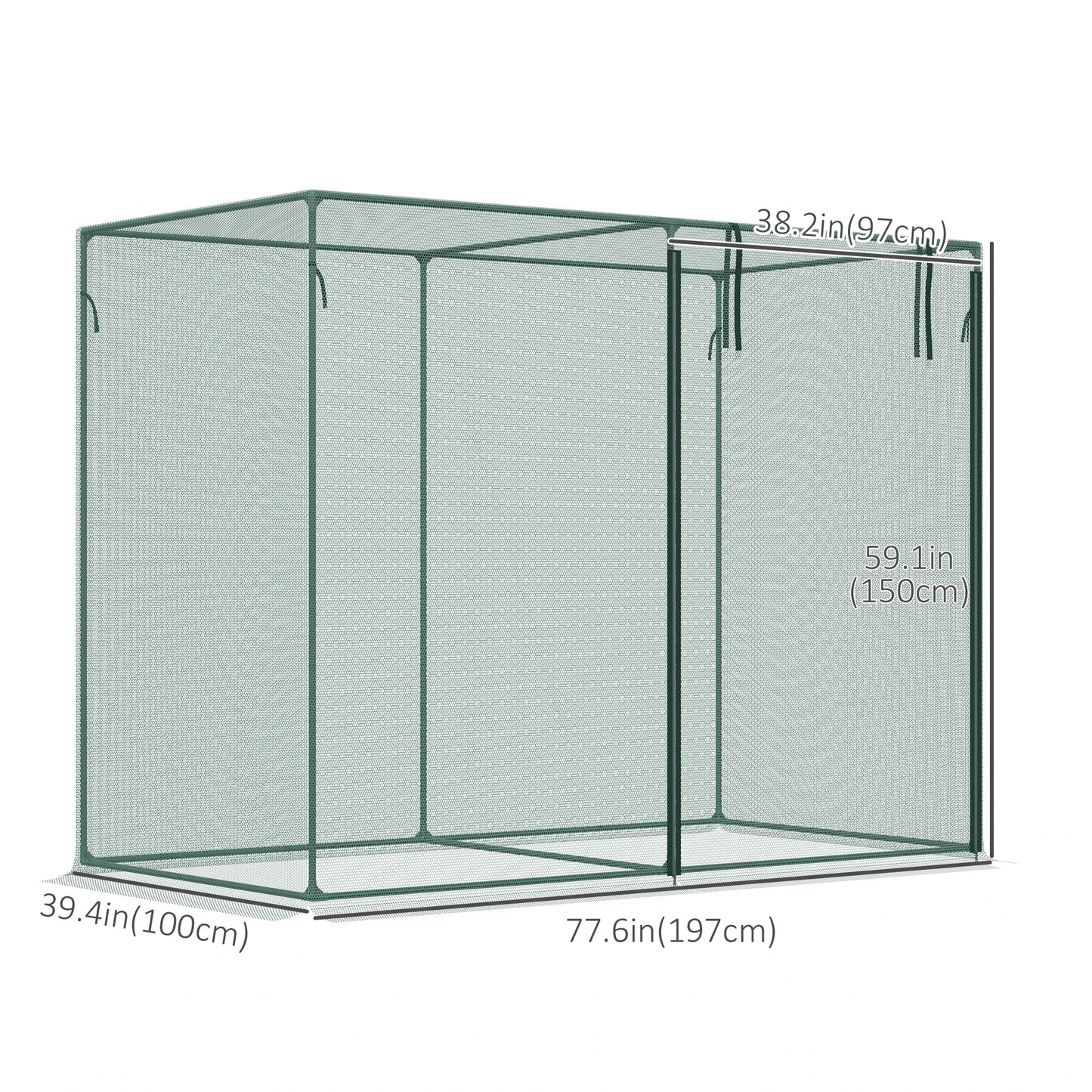 6.5 x 3.3ft Crop Cage, Plant Protector, Zippered Door, Storage Bag, Green Walk In Greenhouses at Gallery Canada