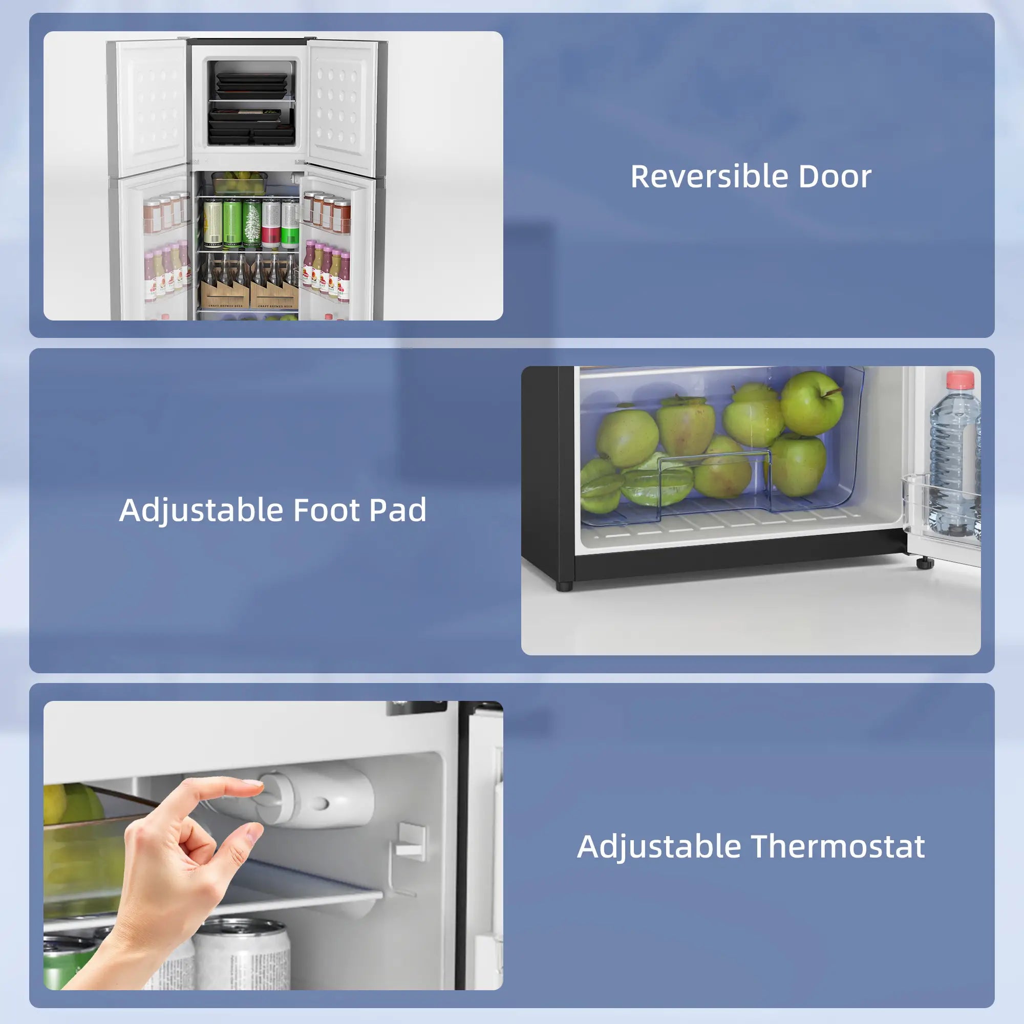 Double Door Mini Fridge, 4.6 Cu.Ft, Freezer, Thermostat, Black Small Kitchen Appliances at Gallery Canada