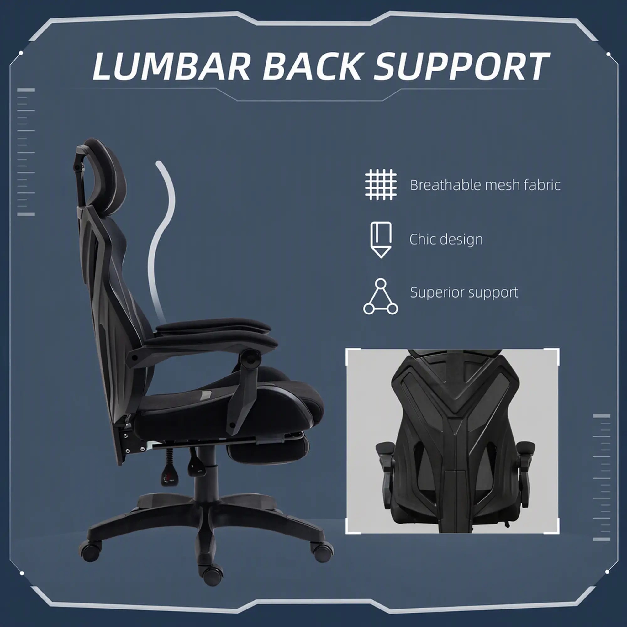 Gaming Chair, Ergonomic Computer Chair with Footrest, Headrest, Black Video Game Chairs at Gallery Canada
