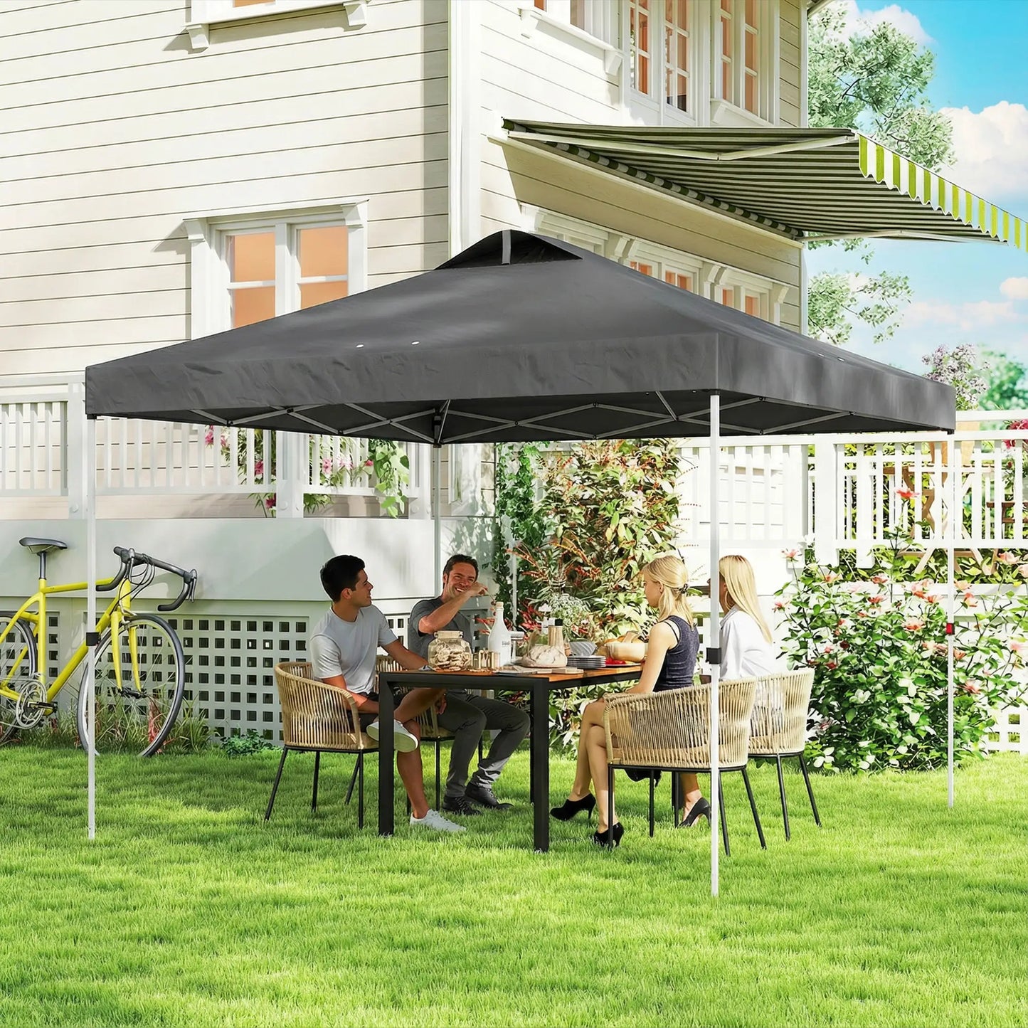 Waterproof Pop Up Canopy Tent, 9.8' x 9.8', Dark Grey Pop Up Canopies at Gallery Canada