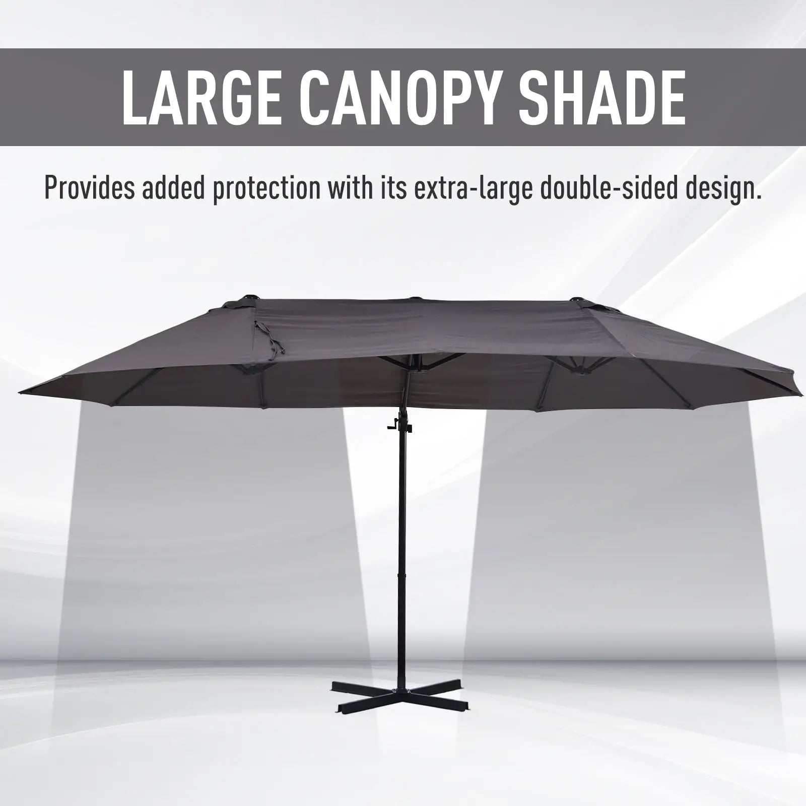 Outdoor Cantilever Umbrella, Twin Canopy Sunshade, Lift Crank, Grey Cantilever Umbrellas at Gallery Canada