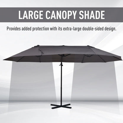 Outdoor Cantilever Umbrella, Twin Canopy Sunshade, Lift Crank, Grey Cantilever Umbrellas at Gallery Canada