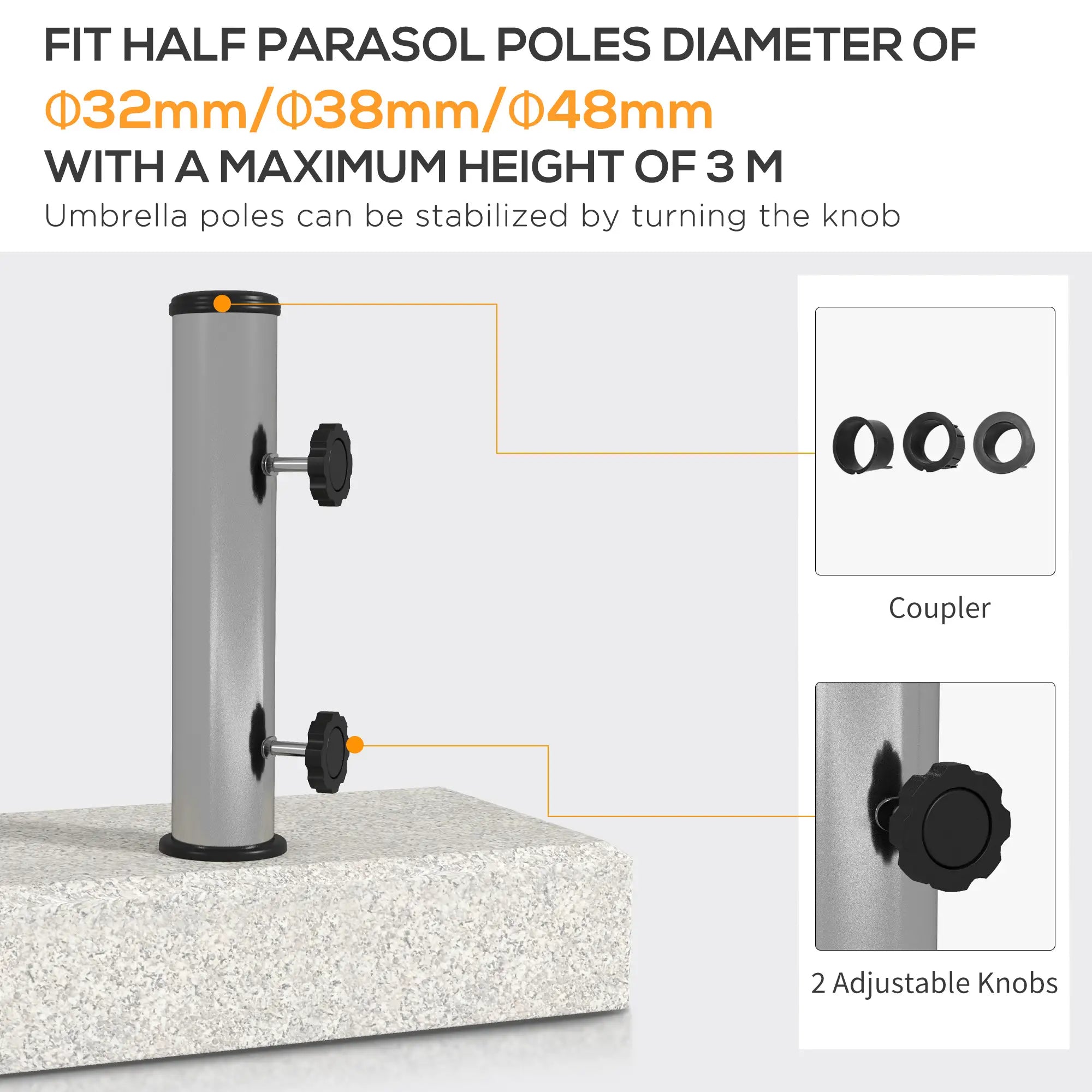 55 Lbs Half Granite Parasol Base, Outdoor Umbrella Stand, Grey Umbrella Bases at Gallery Canada