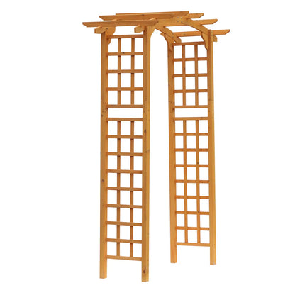 7.5FT Wood Garden Arch Trellis, Round Pergola Arbor, Yellow Garden Arches Yellow at Gallery Canada