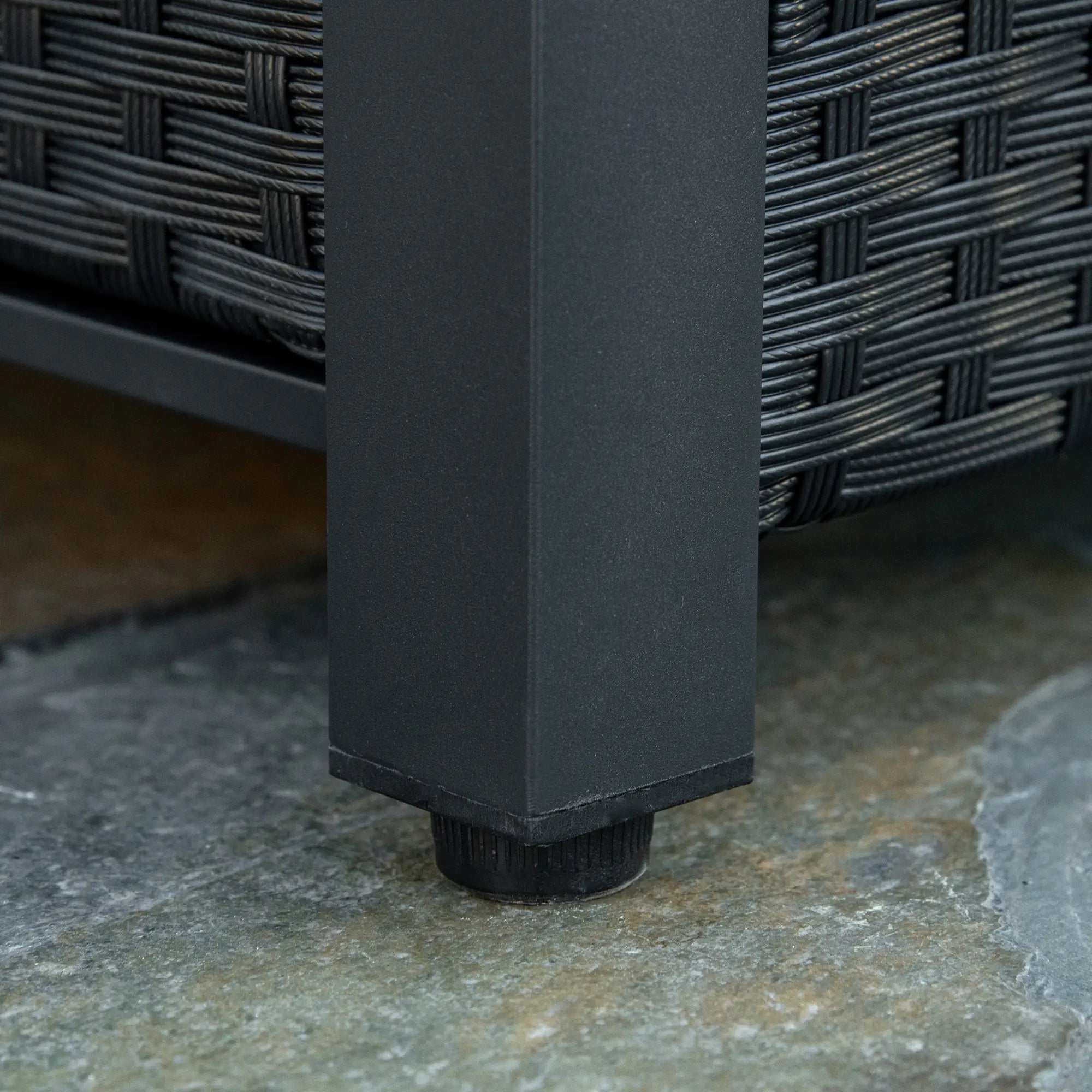 43in Propane Fire Pit Table, 50,000 BTU, Blue Glass Rock, Black Fire Pits at Gallery Canada