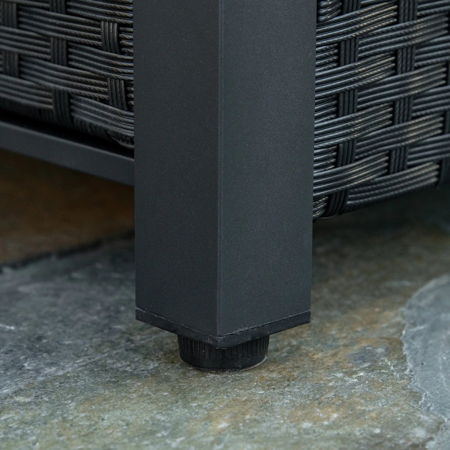 43in Propane Fire Pit Table, 50,000 BTU, Blue Glass Rock, Black Fire Pits at Gallery Canada