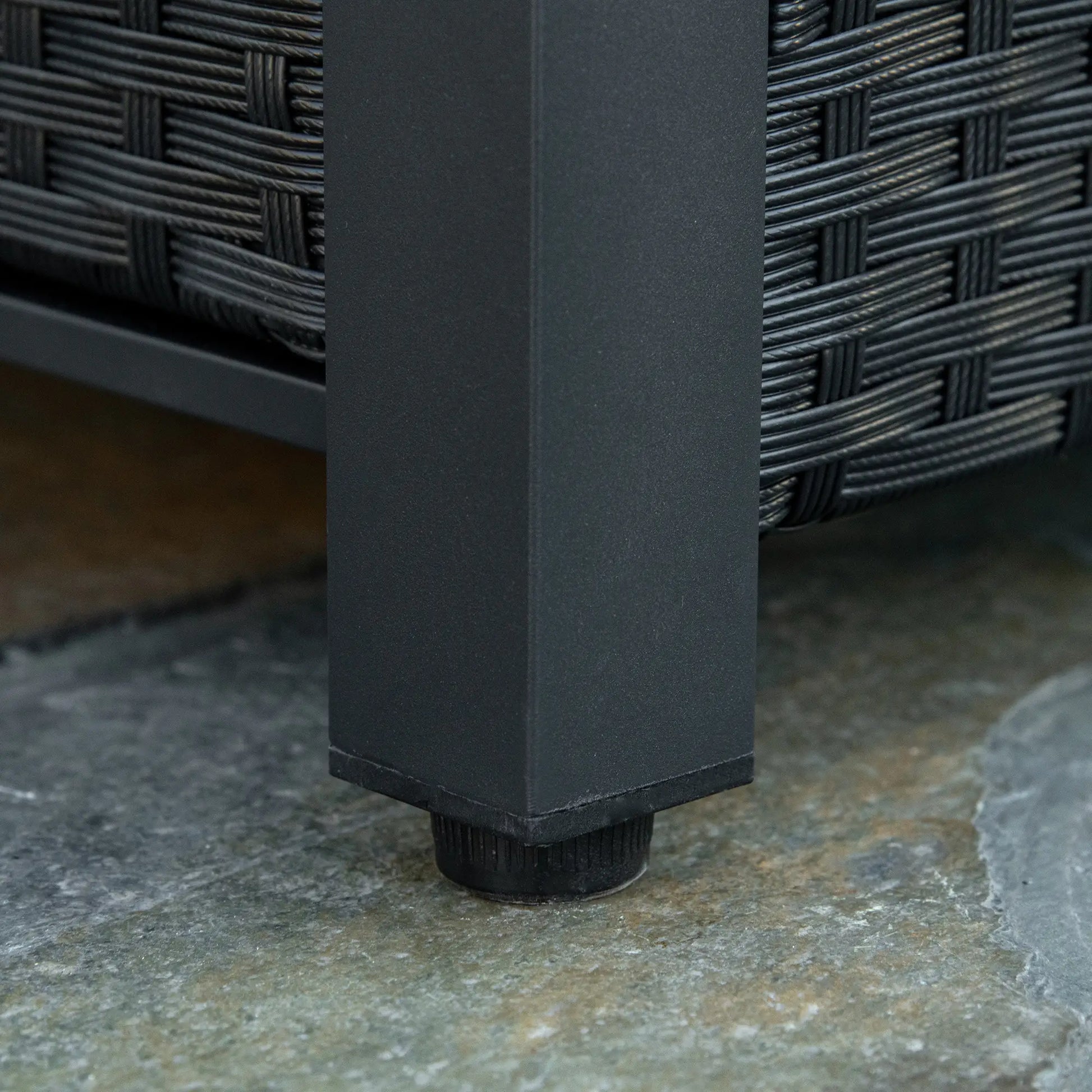 43in Propane Fire Pit Table, 50,000 BTU, Blue Glass Rock, Black Fire Pits at Gallery Canada