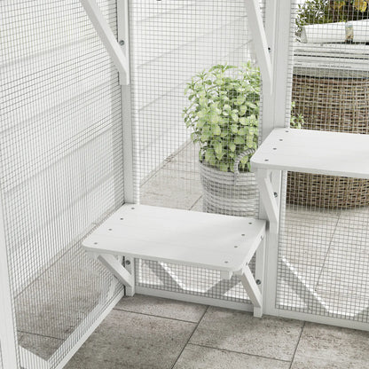 Outdoor Cat Enclosure, Waterproof Roof, Multi-Level Platforms, Lock, White Outdoor Cat Enclosures at Gallery Canada