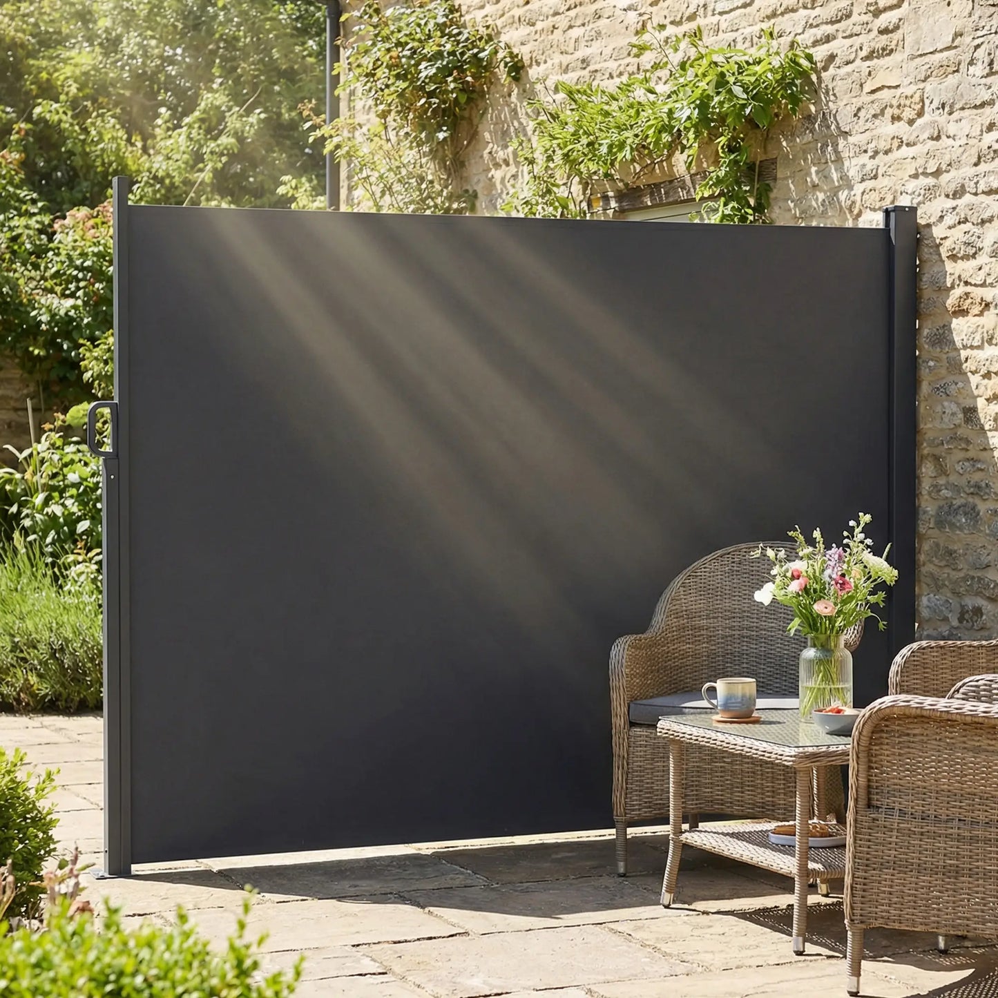Retractable Side Awning, 165" x 73", Water-Resistant, UV 50+, Dark Grey Side Awnings at Gallery Canada
