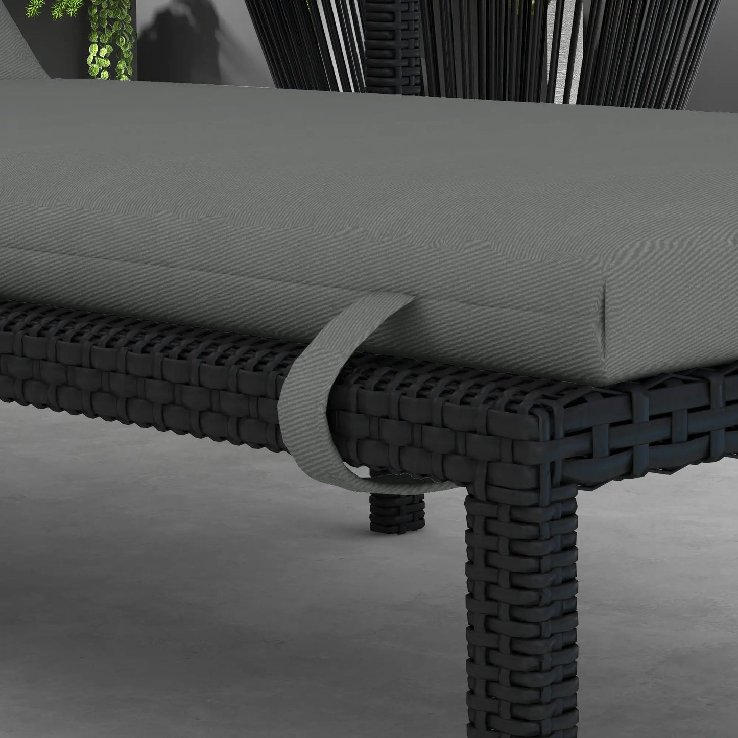 Patio Chaise Lounge Cushions, Headrest, Ties, Set of 2, Grey Patio Chair Cushions at Gallery Canada