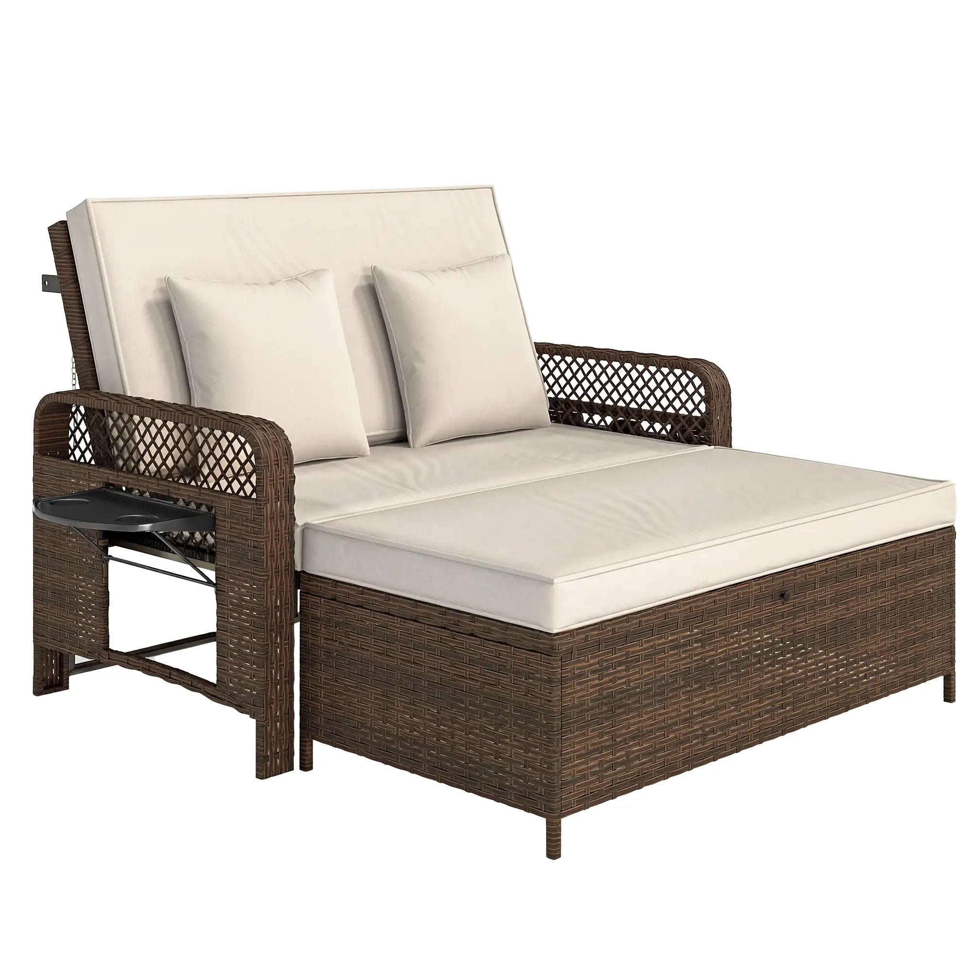 Patio Lounge Chair Set, 2 Pieces With Cushions, Adjustable Backrest Wicker Chaise Loungers at Gallery Canada