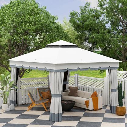 10' x 12' Double Roof Gazebo, Outdoor Shelter with Netting, Curtains Gazebos at Gallery Canada